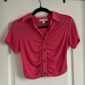 Hot pink cropped scrunch collar